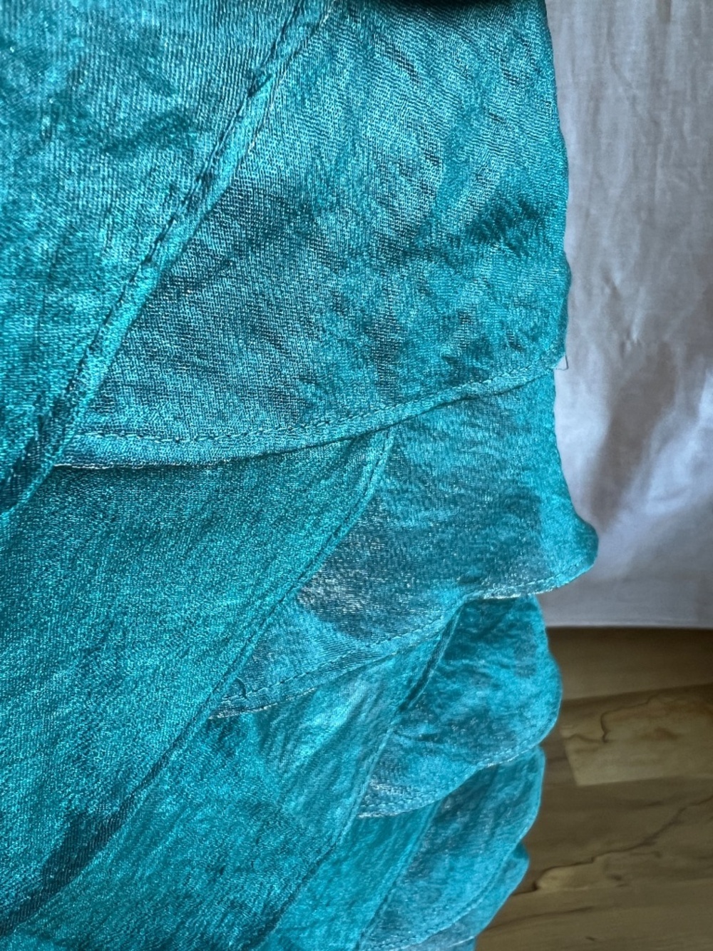 Turquoise Blue Pleated Formal Midi Dress - Picture 3 of 8